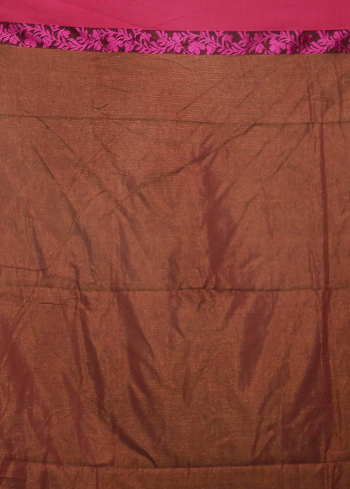 Brown Pure Cotton Saree With Blouse Piece - Image 5