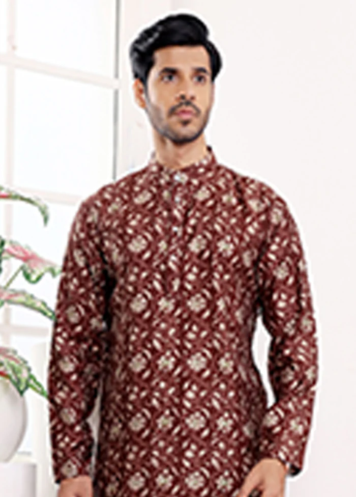 Maroon Silk Kurta - Image 2