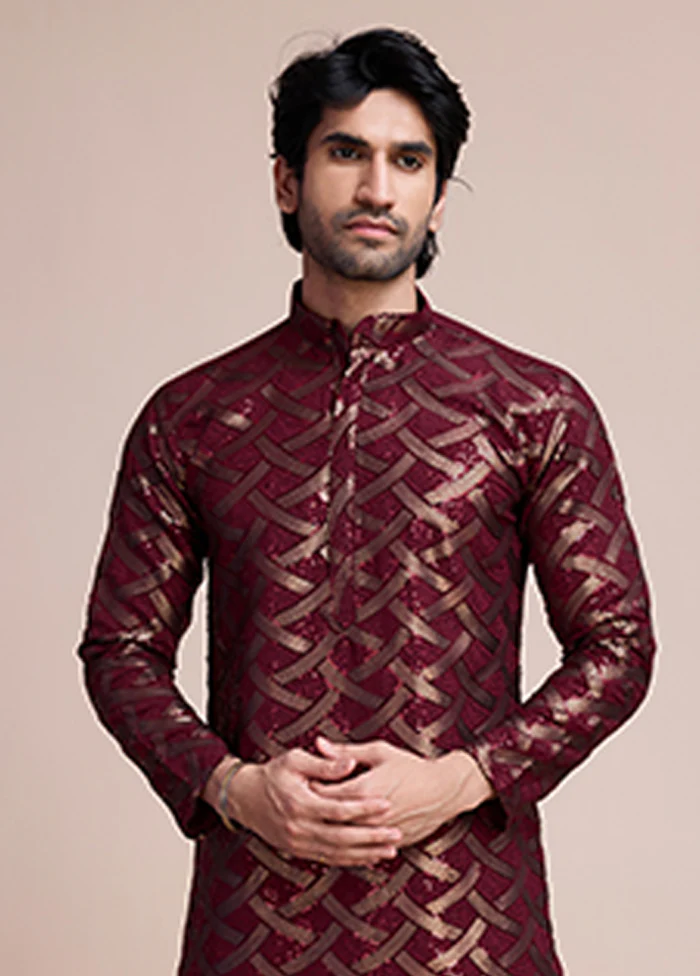 Maroon Silk Kurta - Image 2
