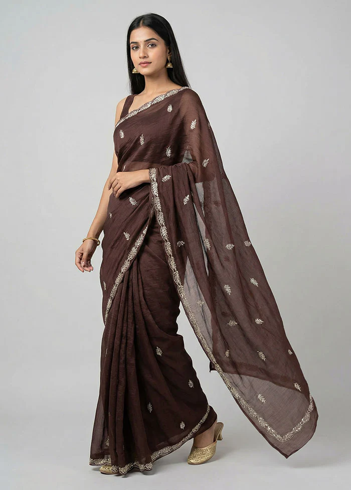 Maroon Tissue Silk Saree With Blouse Piece