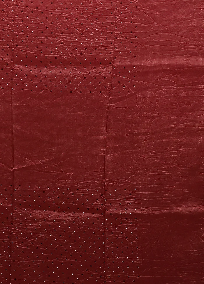 Maroon Tissue Silk Saree With Blouse Piece - Image 5