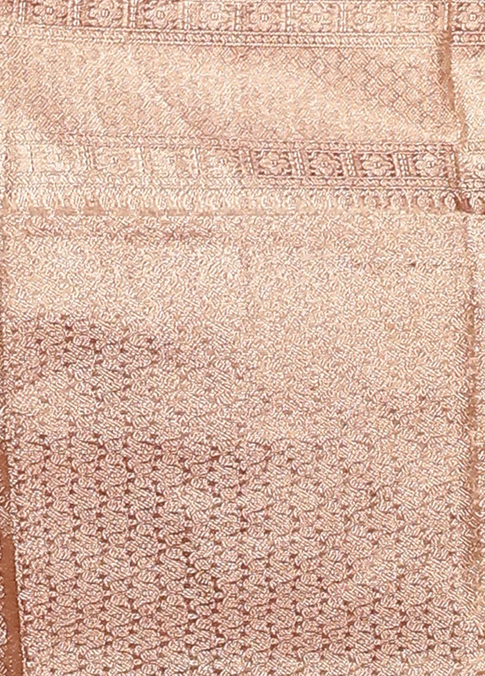 Maroon Tissue Silk Saree With Blouse Piece - Image 5