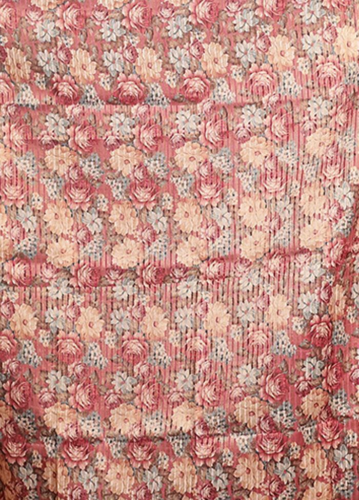 Maroon Tussar Silk Saree With Blouse Piece - Image 5