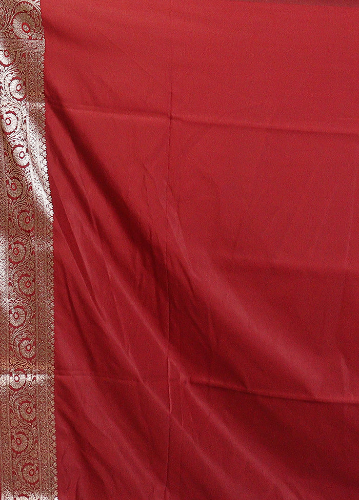Maroon Uppada Silk Saree With Blouse Piece - Image 5