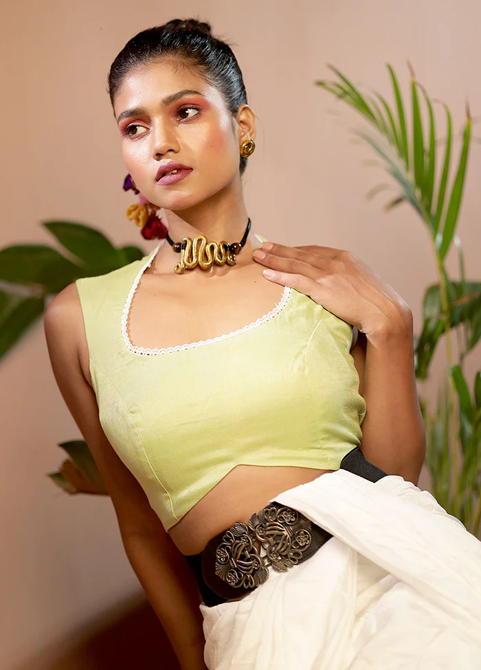 Mint Green Cotton Designer Blouse - Image 3