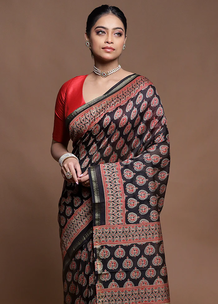 Multicolor Chanderi Cotton Saree With Blouse Piece - Image 2