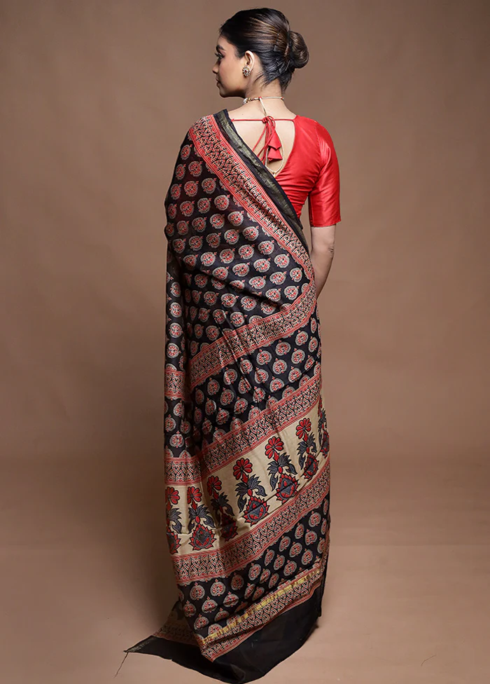 Multicolor Chanderi Cotton Saree With Blouse Piece - Image 3