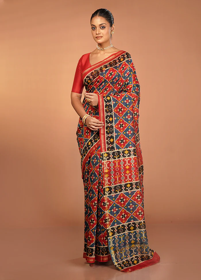 Multicolor Chanderi Silk Saree With Blouse Piece - Image 2