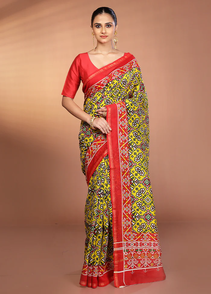 Multicolor Chanderi Silk Saree With Blouse Piece - Image 2