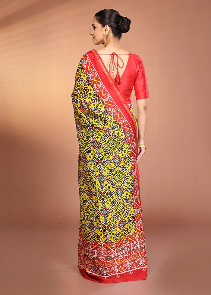 Multicolor Chanderi Silk Saree With Blouse Piece - Image 3