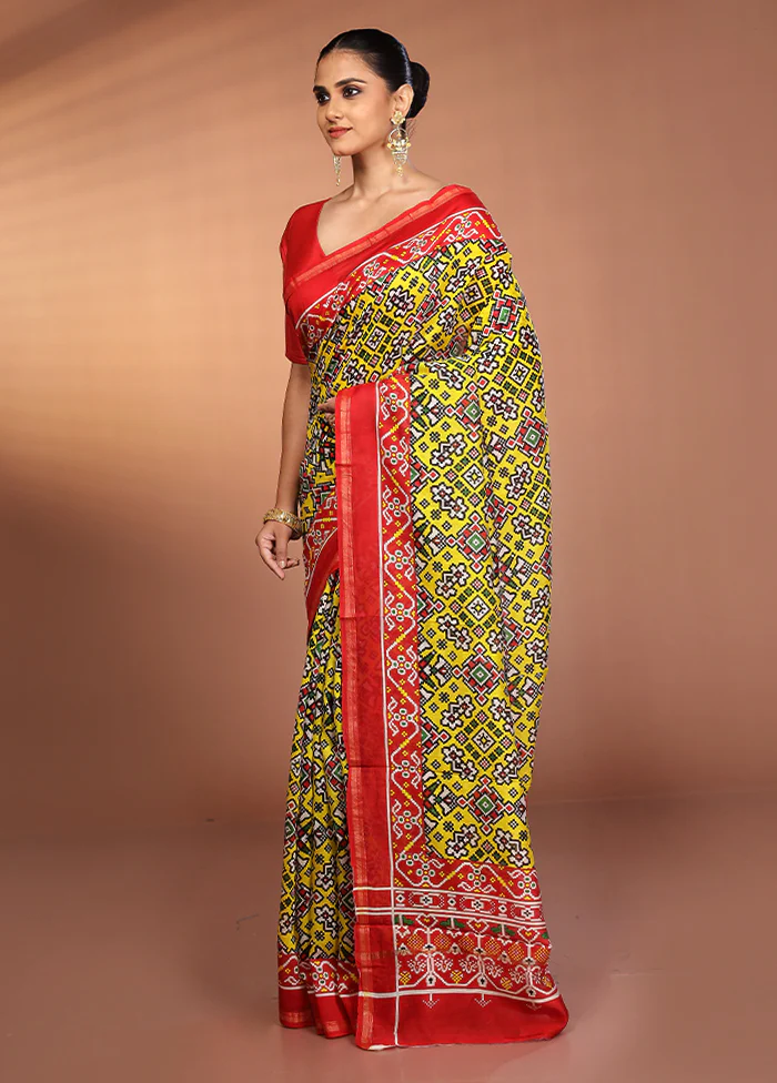 Multicolor Chanderi Silk Saree With Blouse Piece - Image 4