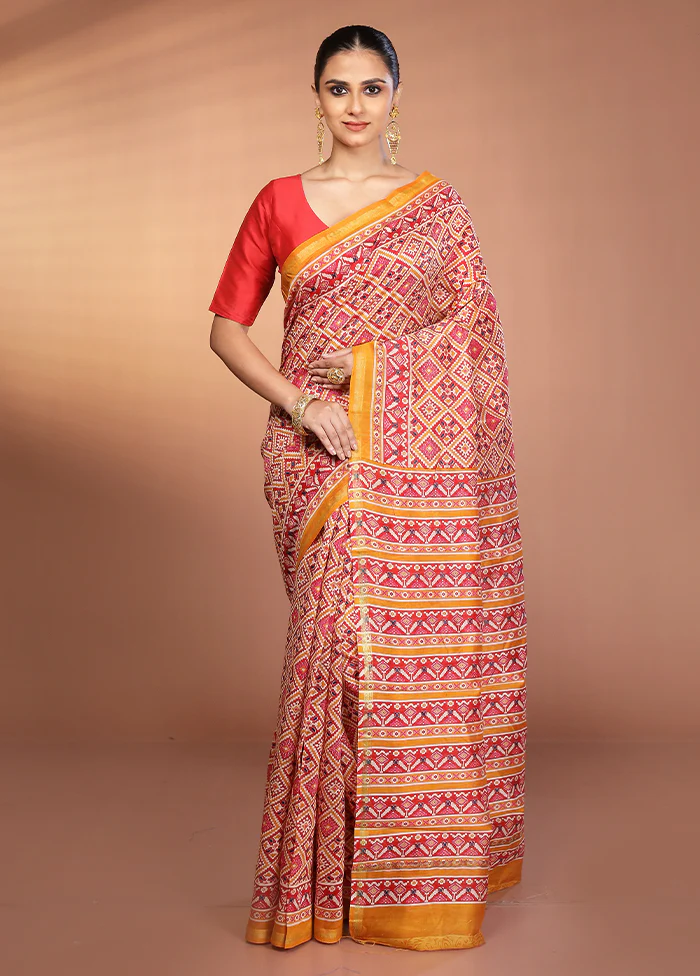 Multicolor Chanderi Silk Saree With Blouse Piece - Image 2