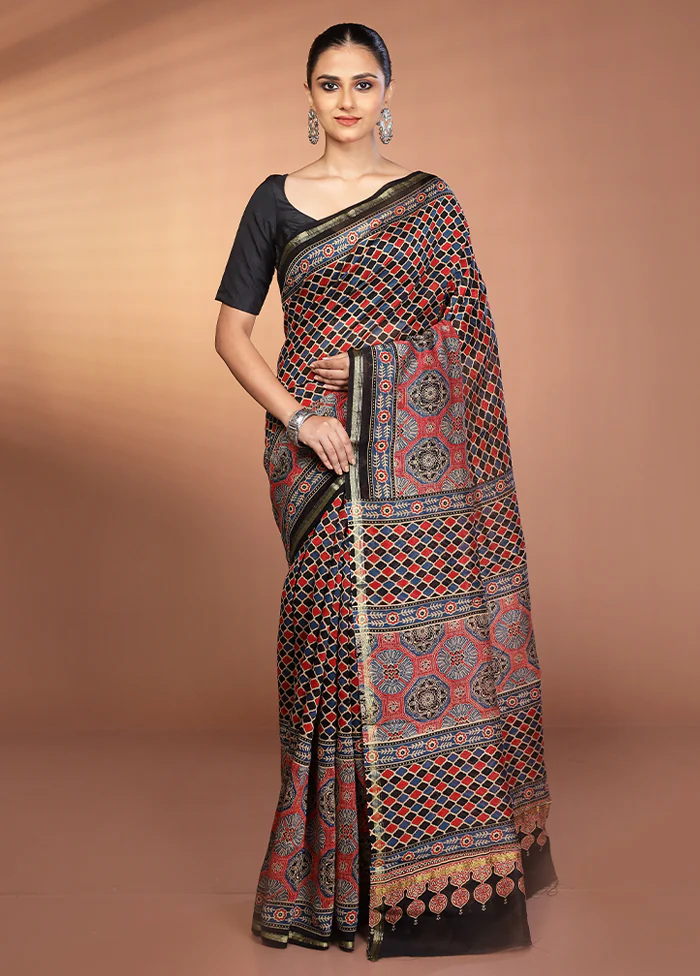 Multicolor Chanderi Silk Saree With Blouse Piece - Image 2