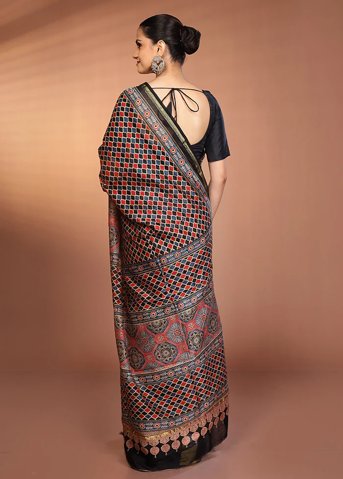 Multicolor Chanderi Silk Saree With Blouse Piece - Image 3