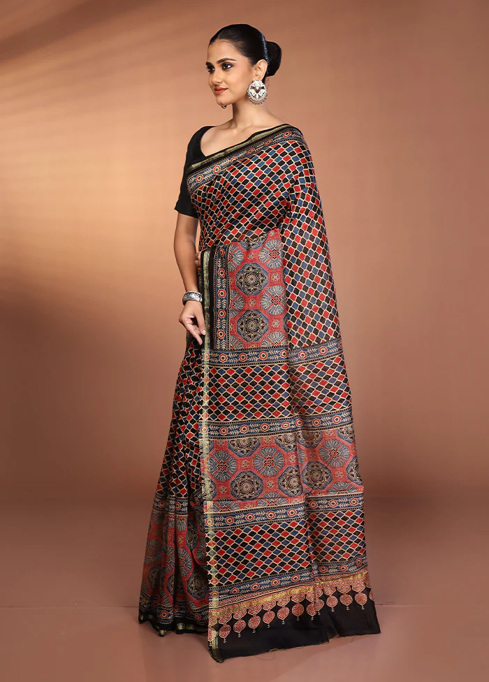 Multicolor Chanderi Silk Saree With Blouse Piece - Image 4