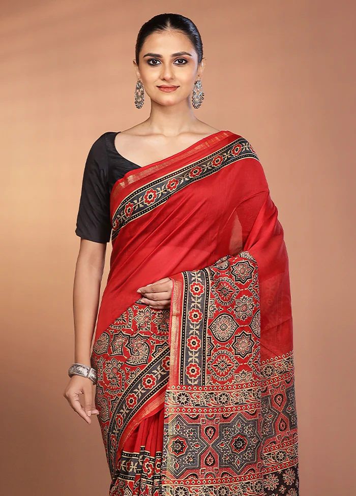 Multicolor Chanderi Silk Saree With Blouse Piece