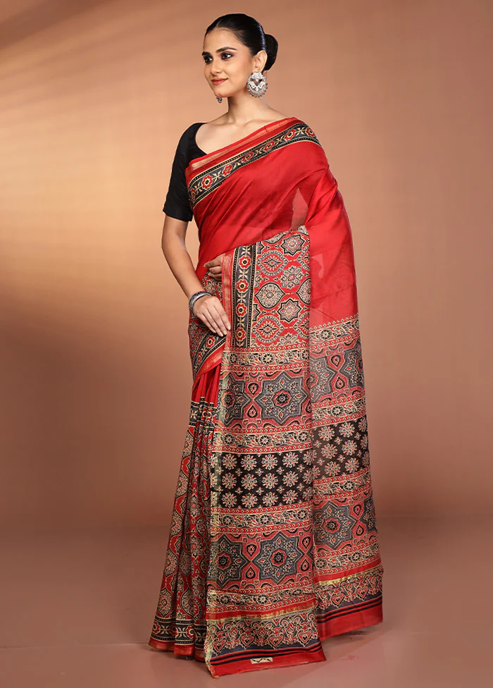 Multicolor Chanderi Silk Saree With Blouse Piece - Image 4