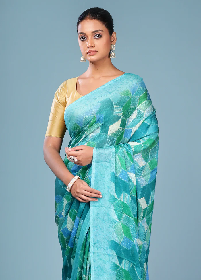 Multicolor Chiffon Silk Saree With Blouse Piece