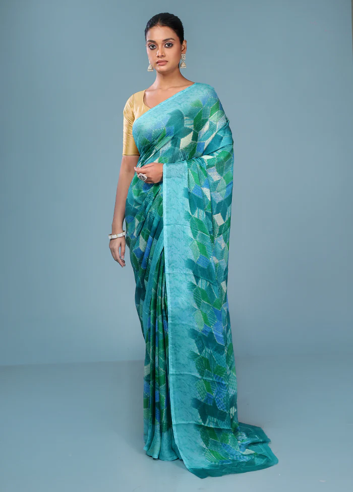 Multicolor Chiffon Silk Saree With Blouse Piece - Image 2