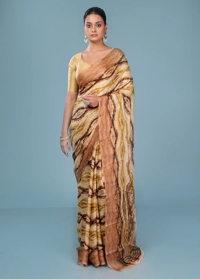 Multicolor Chiffon Silk Saree With Blouse Piece - Image 2