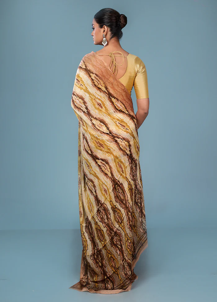 Multicolor Chiffon Silk Saree With Blouse Piece - Image 3