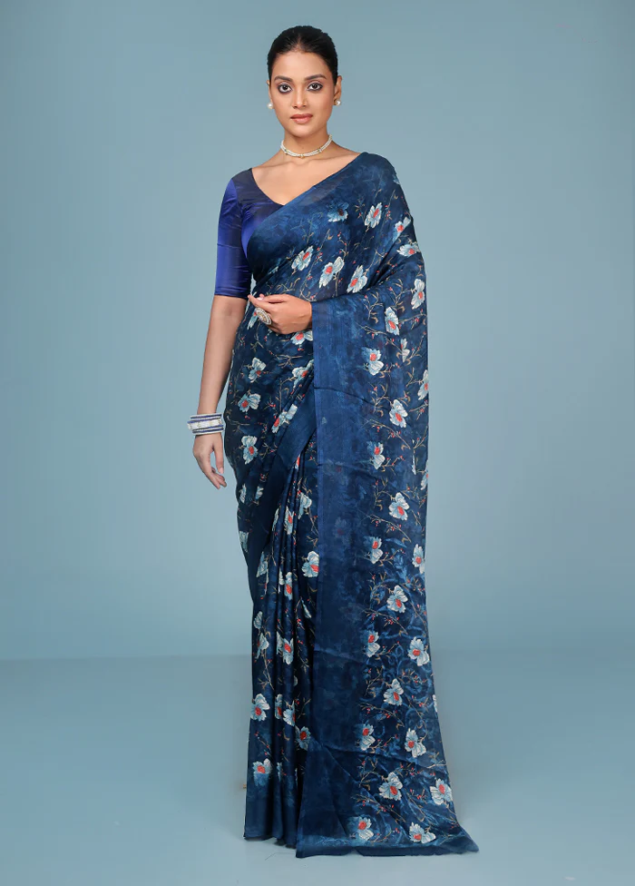 Multicolor Chiffon Silk Saree With Blouse Piece - Image 2