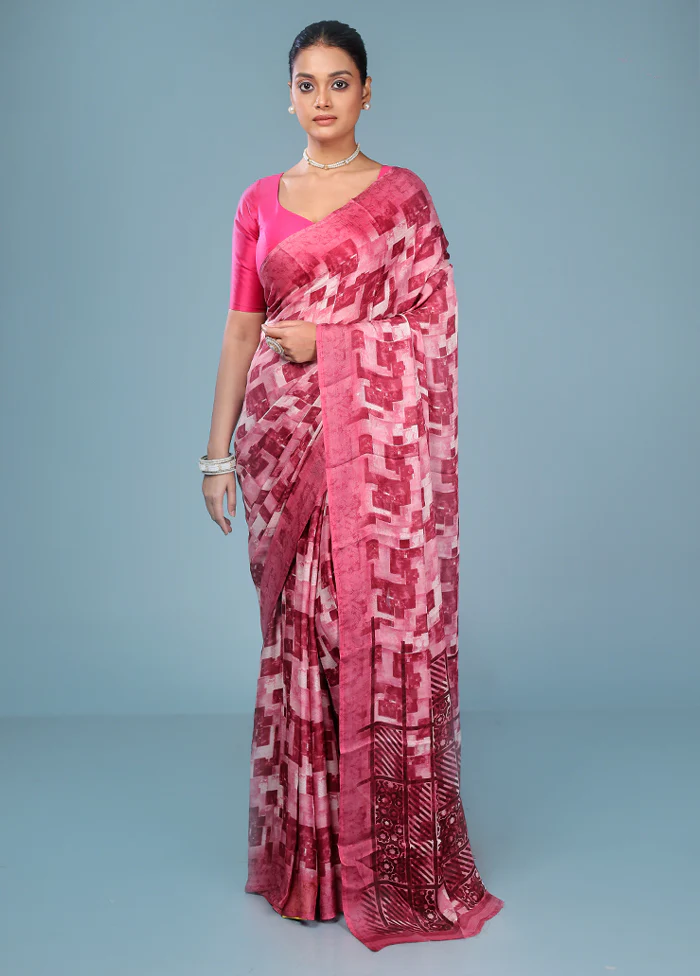 Multicolor Chiffon Silk Saree With Blouse Piece - Image 2