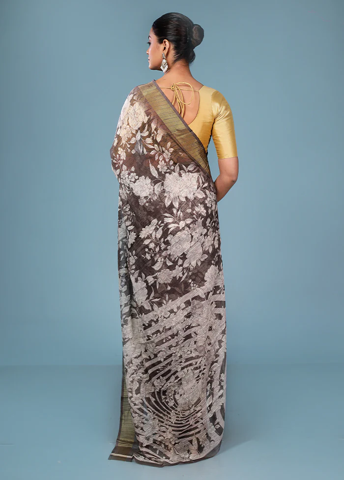 Multicolor Chiffon Silk Saree With Blouse Piece - Image 3
