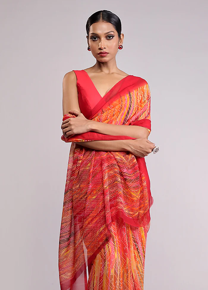 Yellow Chiffon Silk Saree With Blouse Piece