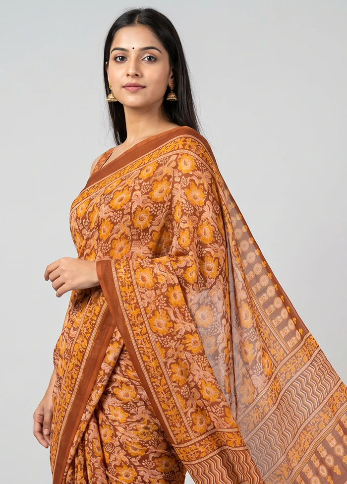 Multicolor Chiffon Silk Saree With Blouse Piece - Image 2