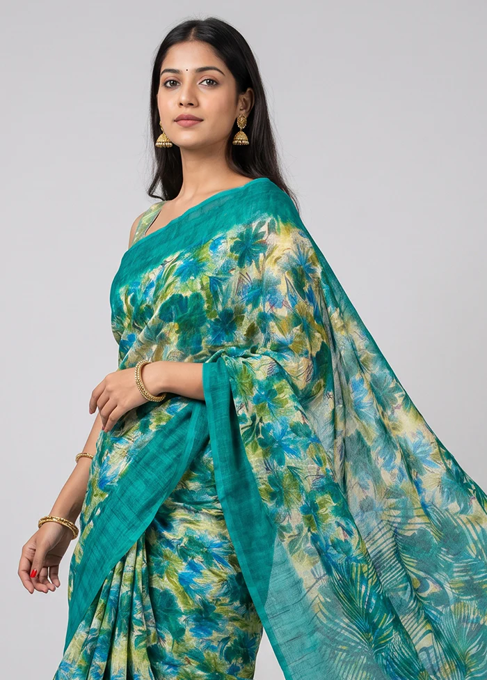 Multicolor Chiffon Silk Saree With Blouse Piece - Image 2