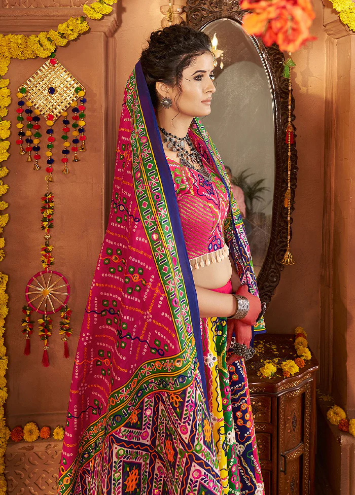 Multicolor Cotton Dupatta Lehenga Set - Image 3