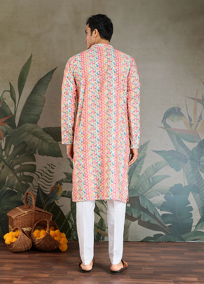 Multicolor Cotton Kurta & Pajama Set - Image 3