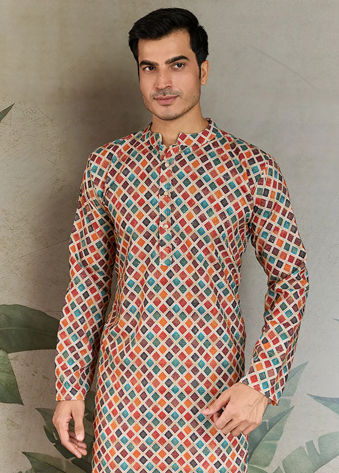 Multicolor Cotton Kurta & Pajama Set - Image 2
