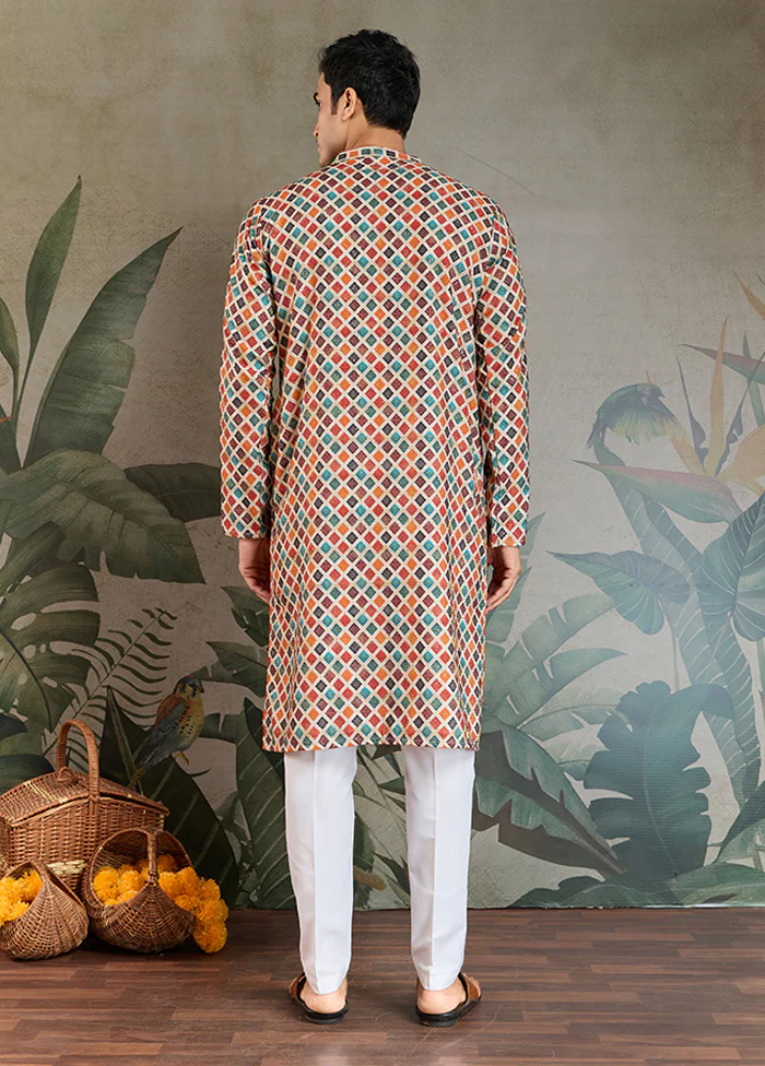 Multicolor Cotton Kurta & Pajama Set - Image 3