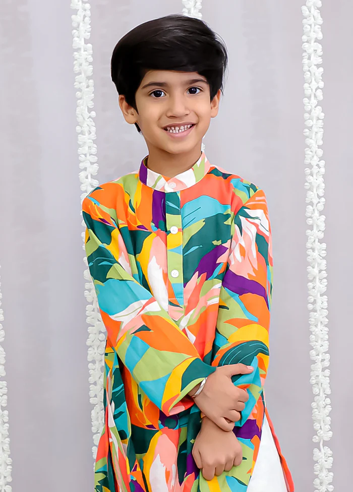 Multicolor cotton Kurta & Pajama Set - Image 2