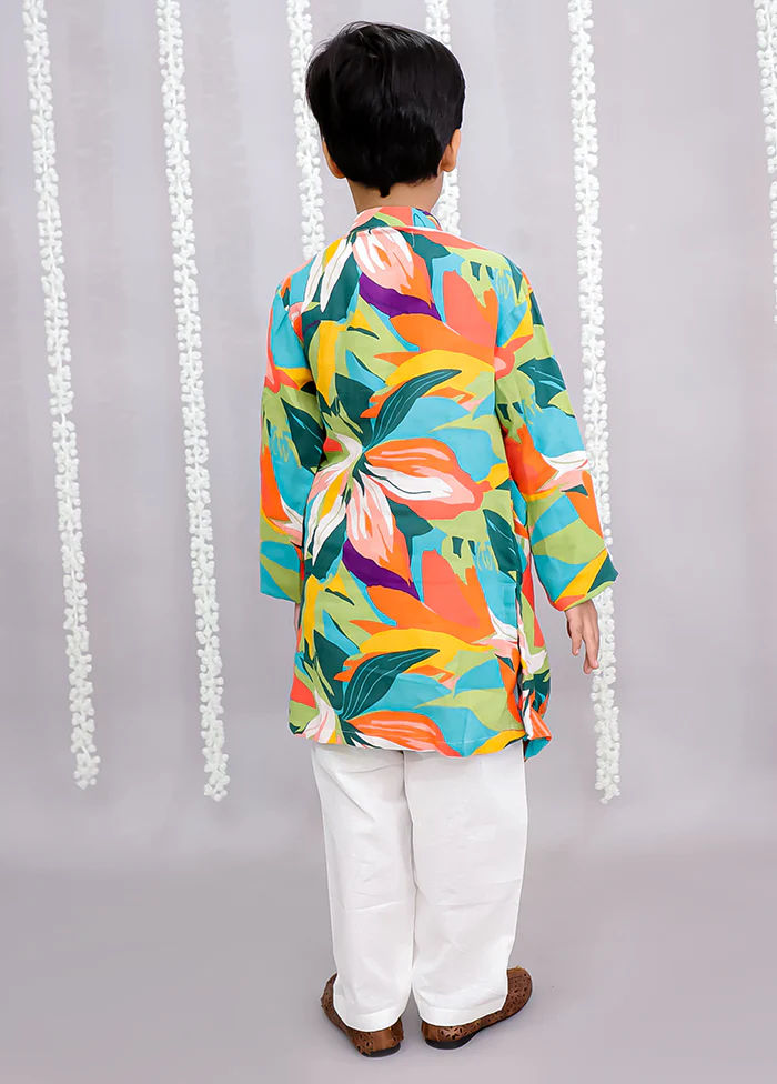 Multicolor cotton Kurta & Pajama Set - Image 3
