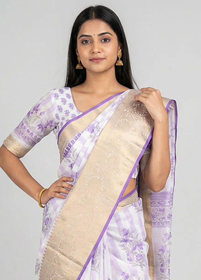 Multicolor Cotton Saree With Blouse Piece - Image 2