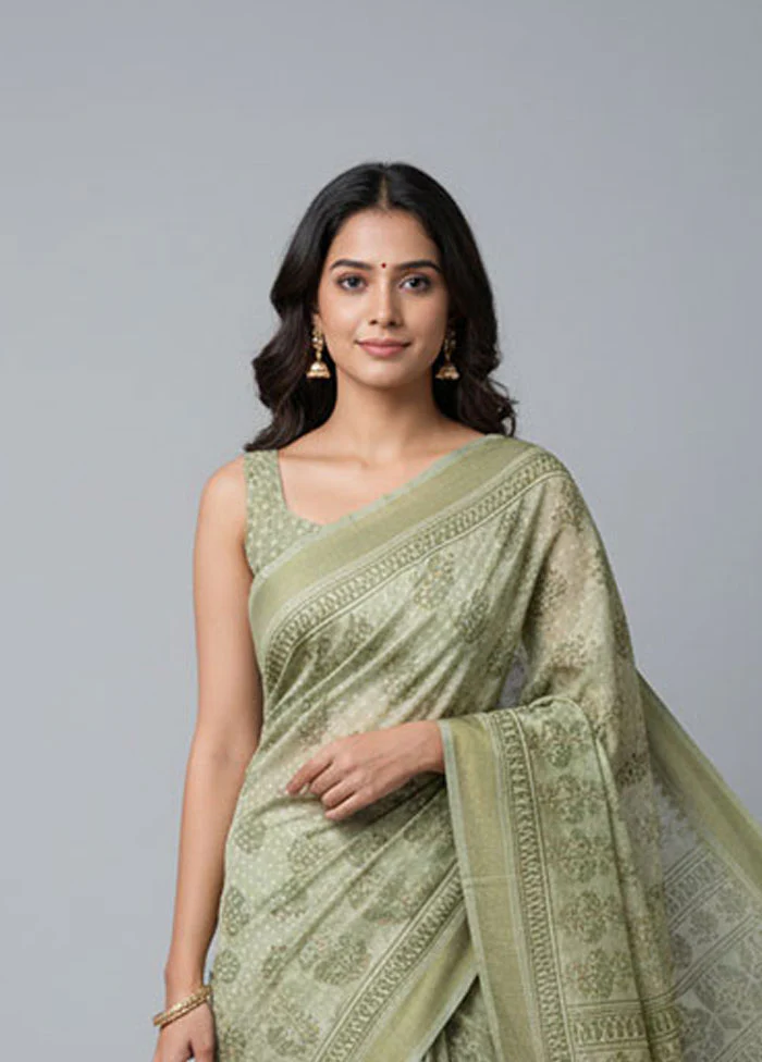 Multicolor Cotton Saree With Blouse Piece - Image 2