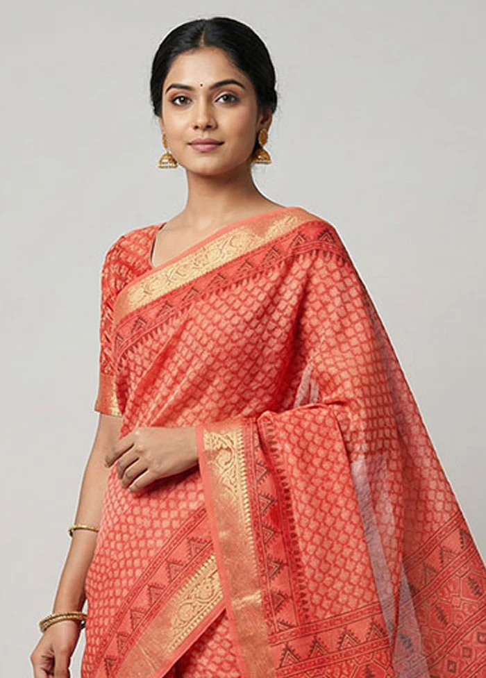 Multicolor Cotton Saree With Blouse Piece - Image 2