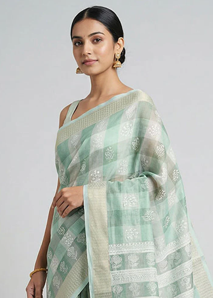 Multicolor Cotton Saree With Blouse Piece - Image 2