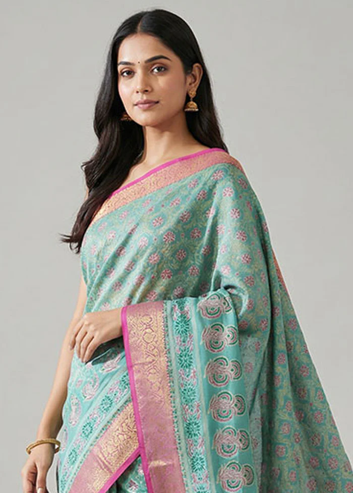 Multicolor Cotton Saree With Blouse Piece - Image 2