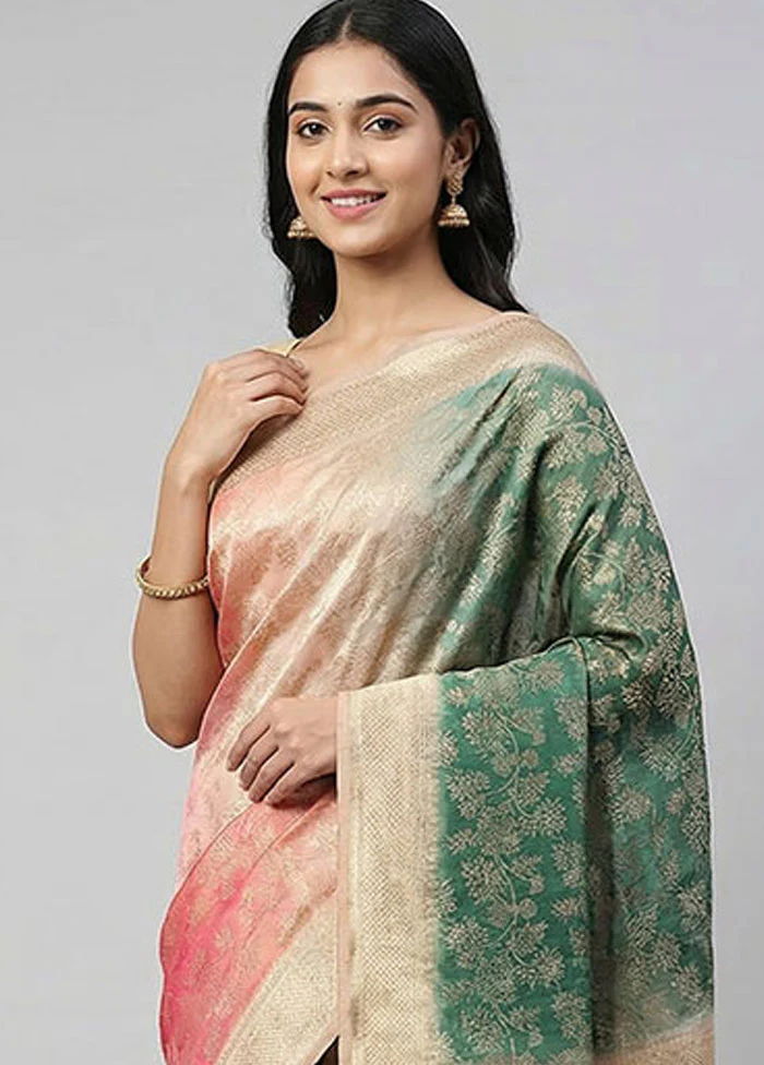 Multicolor Dupion Silk Saree With Blouse Piece - Image 2