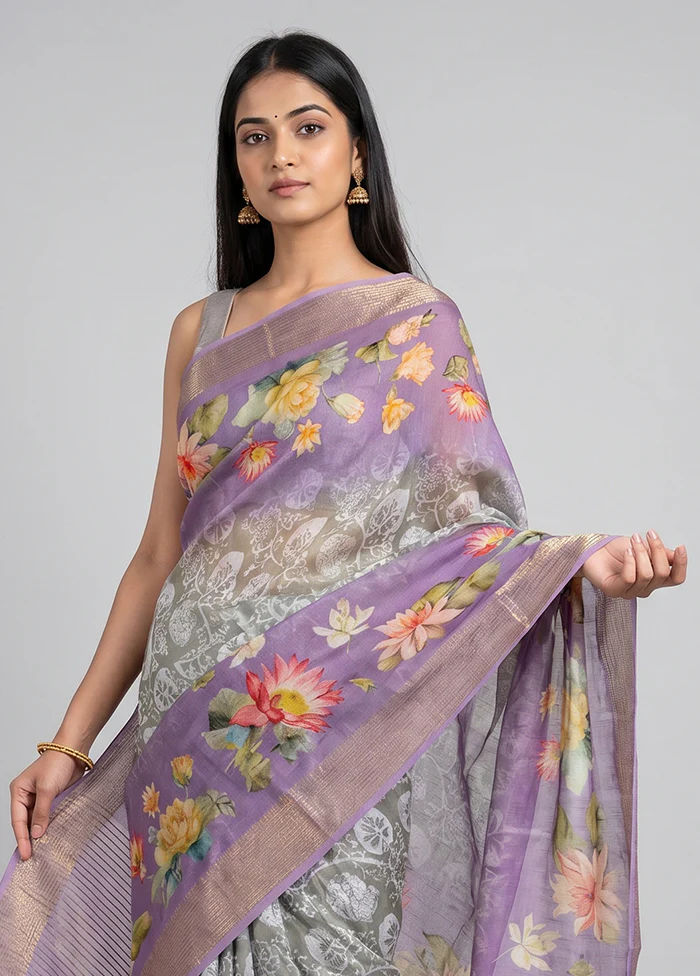 Multicolor Dupion Silk Saree With Blouse Piece - Image 2