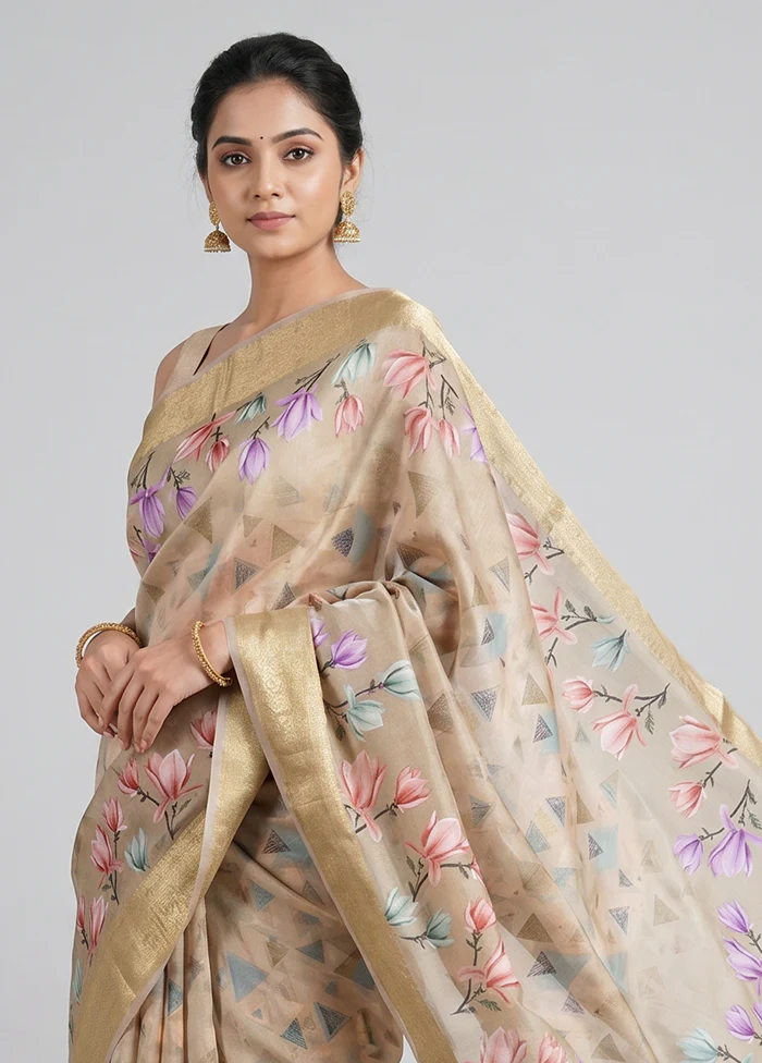 Multicolor Dupion Silk Saree With Blouse Piece - Image 2