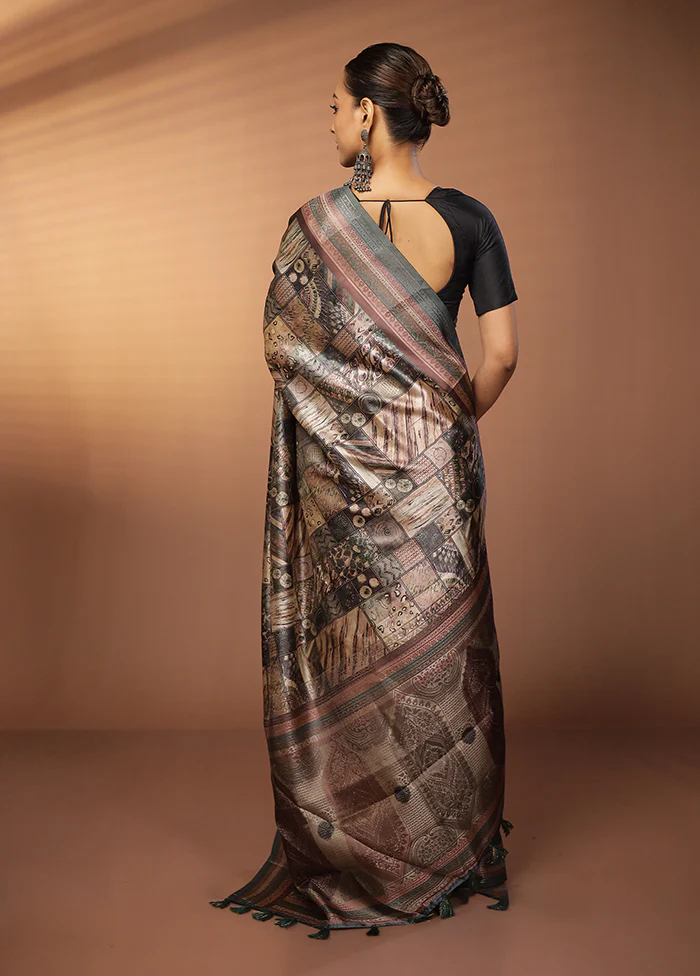 Multicolor Dupion Silk Saree With Blouse Piece - Image 3