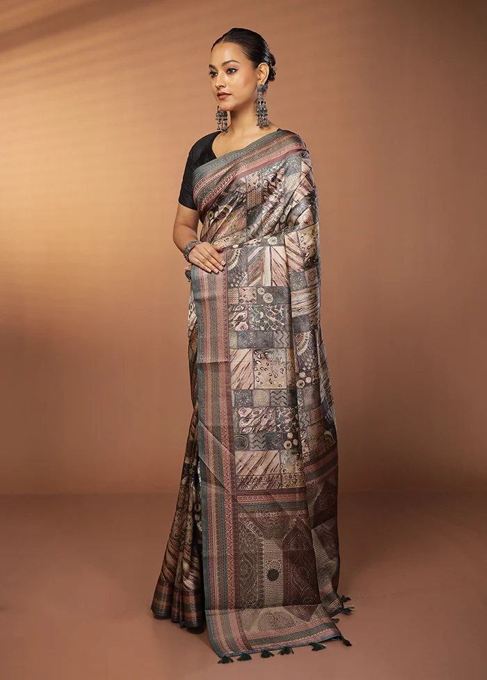 Multicolor Dupion Silk Saree With Blouse Piece - Image 4