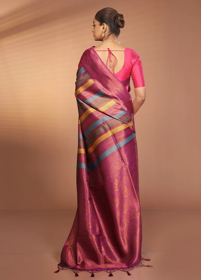 Multicolor Dupion Silk Saree With Blouse Piece - Image 3