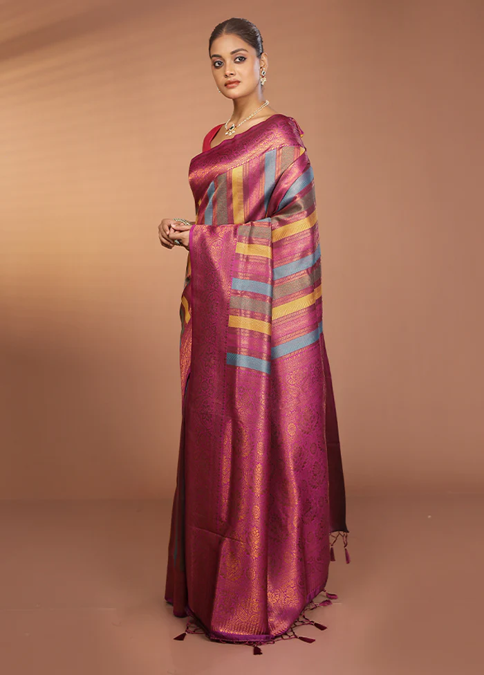 Multicolor Dupion Silk Saree With Blouse Piece - Image 4