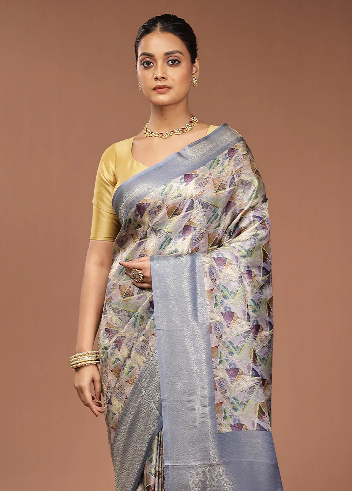Multicolor Dupion Silk Saree With Blouse Piece